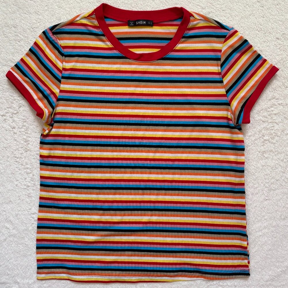 SHEIN Rainbow Striped Tee
